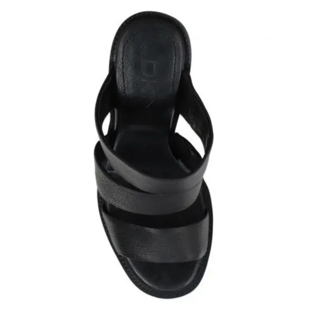 DKNY 7 Black Roslin Multi Strap Himalayan Leather Stiletto Heels - Picture 4 of 6